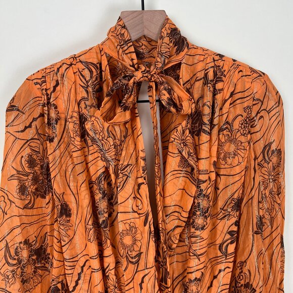 Sabina Musayev Caroline Mini Dress Silk Chiffon Flare Bell Long Sleeve Open Back - Picture 5 of 12